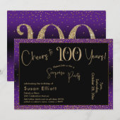 Proost op 100 jaar Verrassingsverjaardag, Paarse Kaart (Voorkant / Achterkant)