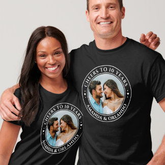 Proost op 10 Jaar 10e trouwdag foto T-shirt