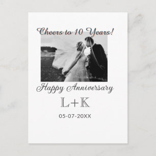 Proost op 10 jaar gelukkig jubileum foto toevoegen briefkaart