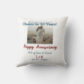 Proost op 10 jaar gelukkig jubileum foto toevoegen kussen (Achterkant)