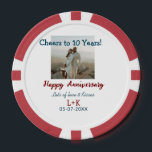 Proost op 10 jaar gelukkig jubileum foto toevoegen poker chips<br><div class="desc">Ontwerp voor koppels</div>