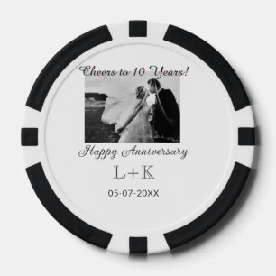 Proost op 10 jaar gelukkig jubileum foto toevoegen poker chips