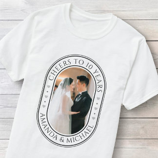"Proost op 10 Jaar" Huwelijksjubileum Foto T-shirt