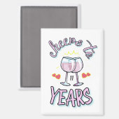 Proost op 11 jaar huwelijksverjaardag champagne magneet (Voorkant / Achterkant)