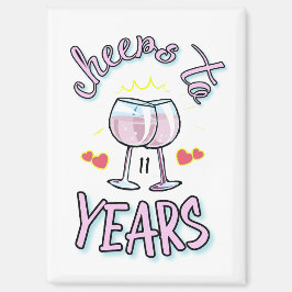 Proost op 11 jaar huwelijksverjaardag champagne magneet