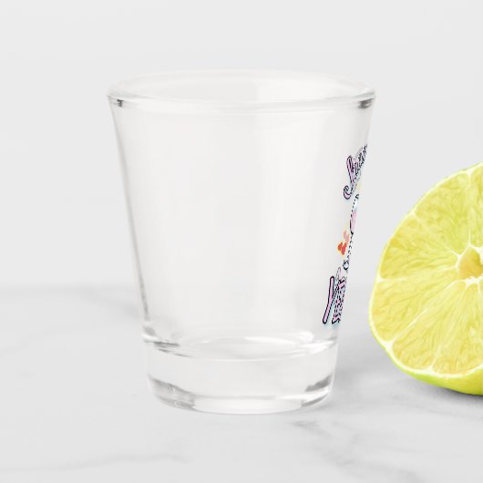 Proost op 11 jaar huwelijksverjaardag champagne shot glas (Links)