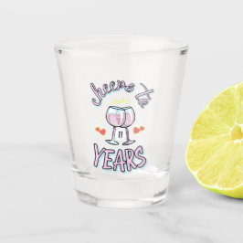 Proost op 11 jaar huwelijksverjaardag champagne shot glas