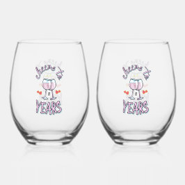 Proost op 11 jaar huwelijksverjaardag champagne wijnglas zonder voet