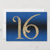 Proost op 16 jaar verjaardag verrassing goud en bl kaart (Achterkant)