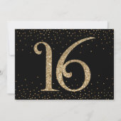 Proost op 16 jaar Verrassing Verjaardag Goud & Zwa Kaart (Achterkant)