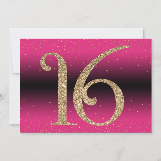 Proost op 16 jaar Verrassingsverjaardag, Deep Pink Kaart (Achterkant)