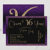 Proost op 16 jaar verrassingsverjaardag, Paarse Kaart (Voorkant / Achterkant)