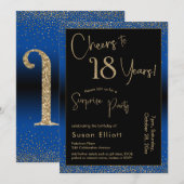 Proost op 18 jaar Verrassingsfeestje Blauw Kaart (Voorkant / Achterkant)