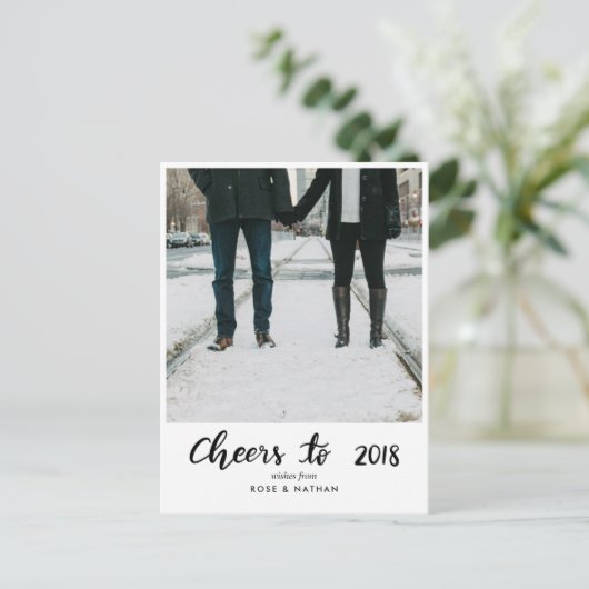 Proost op 2018 handgeschreven script Nieuwjaarsfot Feestdagenkaart (Staand voorkant)