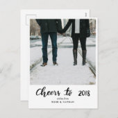 Proost op 2018 handgeschreven script Nieuwjaarsfot Feestdagenkaart (Voorkant / Achterkant)