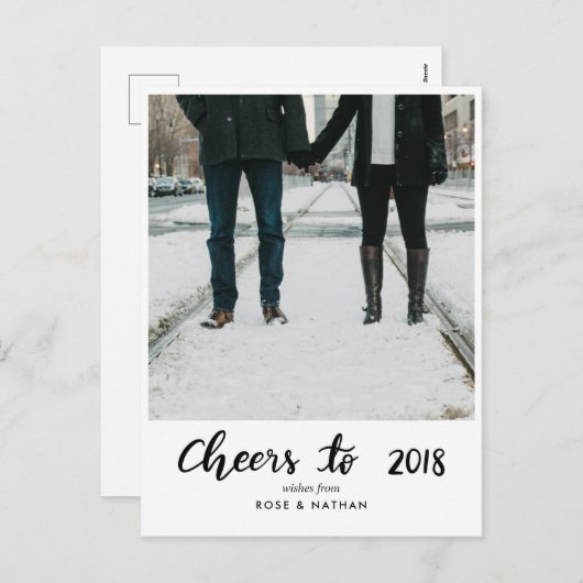 Proost op 2018 handgeschreven script Nieuwjaarsfot Feestdagenkaart (Voorkant / Achterkant)