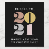 Proost op 2021 | Nieuwjaar Zwart Wijn Etiket (Enkel label)