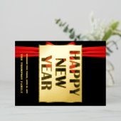 Proost op 2024, rood lint folie feestdagenkaart (Staand Voorkant)