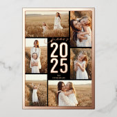 Proost op 2025 Bold Typography Nieuwjaarsfoto Folie Feestdagenkaart (Voorkant)