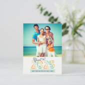 Proost op 2025 Citrus Stripes Happy New Year Foto Feestdagenkaart (Staand voorkant)