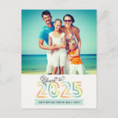Proost op 2025 Citrus Stripes Happy New Year Foto Feestdagenkaart (Voorkant)