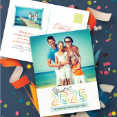 Proost op 2025 Citrus Stripes Happy New Year Foto Feestdagenkaart