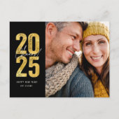 Proost op 2025 Gold Typography Nieuwjaarsfoto Feestdagenkaart (Voorkant)