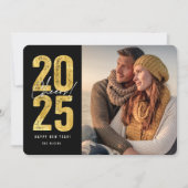 Proost op 2025 Gold Typography Nieuwjaarsfoto Feestdagenkaart (Voorkant)