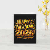 Proost Op 2026 Gelukkig Nieuwjaar Feest  Kaart (Gele Bloem)