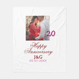 Proost op 20 jaar gelukkig jubileum foto toevoegen fleece deken