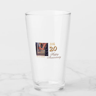 Proost op 20 jaar gelukkig jubileum foto toevoegen glas