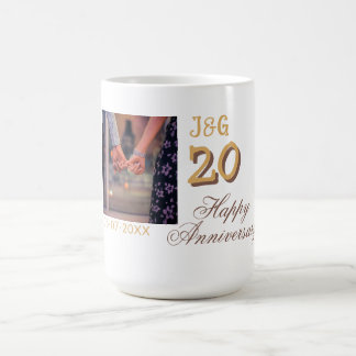 Proost op 20 jaar gelukkig jubileum foto toevoegen koffiemok