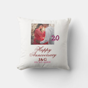 Proost op 20 jaar gelukkig jubileum foto toevoegen kussen