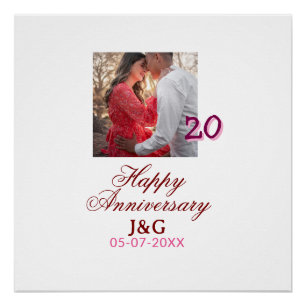 Proost op 20 jaar gelukkig jubileum foto toevoegen perfect poster