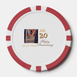 Proost op 20 jaar gelukkig jubileum foto toevoegen poker chips