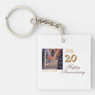 Proost op 20 jaar gelukkig jubileum foto toevoegen sleutelhanger