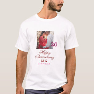Proost op 20 jaar gelukkig jubileum foto toevoegen t-shirt