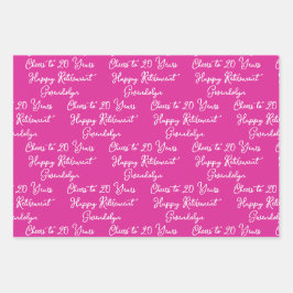 Proost op 20 jaar roze lavendel Happy Retirement Inpakpapier Vel