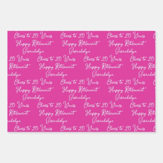 Proost op 20 jaar roze lavendel Happy Retirement Inpakpapier Vel (Voorkant)