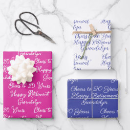 Proost op 20 jaar roze lavendel Happy Retirement Inpakpapier Vel