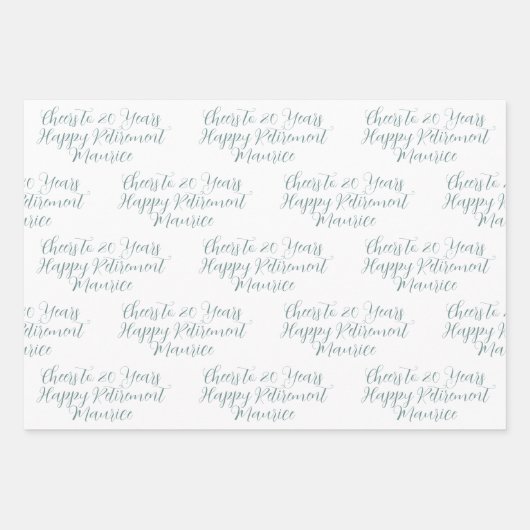 Proost op 20 jaar Sage Green Happy Retirement Inpakpapier Vel (Voorkant 2)