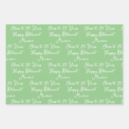 Proost op 20 jaar Sage Green Happy Retirement Inpakpapier Vel