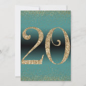 Proost op 20 jaar Verrassingsfeestje, Blauwgroen Kaart (Achterkant)