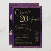 Proost op 20 jaar Verrassingsfeestje, Paarse Kaart (Voorkant / Achterkant)