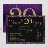 Proost op 20 jaar Verrassingsverjaardag, Paarse Kaart (Voorkant / Achterkant)