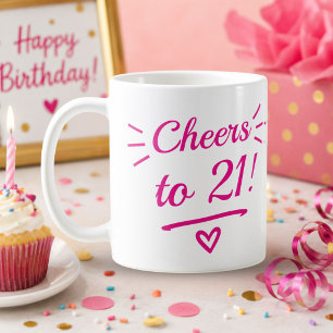 Proost op 21 Grappige Roze Mijlpaal Verjaardag Koffiemok