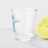 Proost op 21 jaar chic blauw script 21e verjaardag shot glas (Rechts)