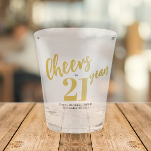 Proost op 21 jaar chic gouden script 21ste verjaar shot glas