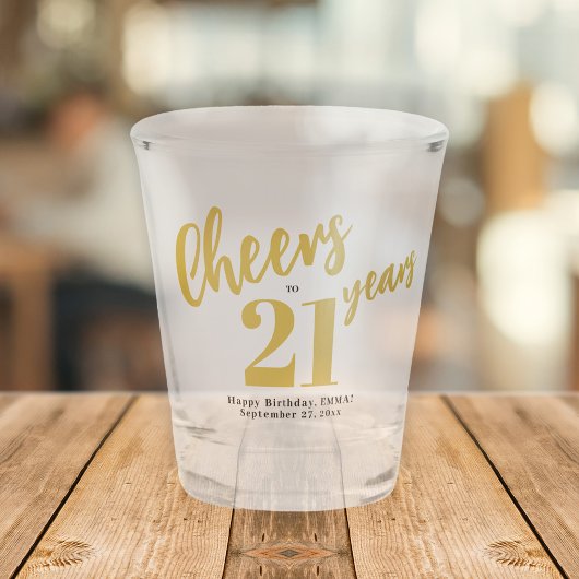 Proost op 21 jaar chic gouden script 21ste verjaar shot glas