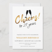 Proost op 21 jaar gouden witte volwassen verjaarda kaart (Voorkant)